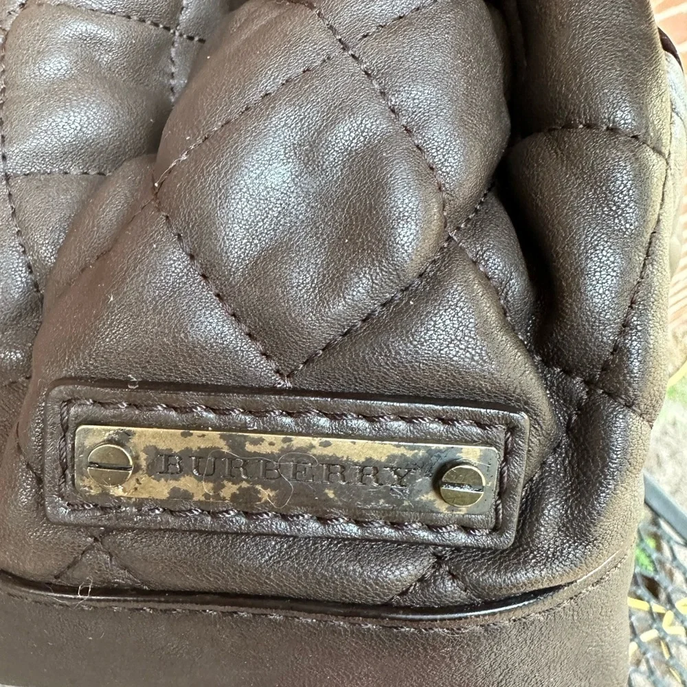 Burberry Quilted huge Leather Shoulder Bag in Dark Brown